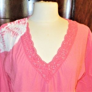 bleu claire PINK/WHITE TIE DYED HIPPIE TUNIC-L
